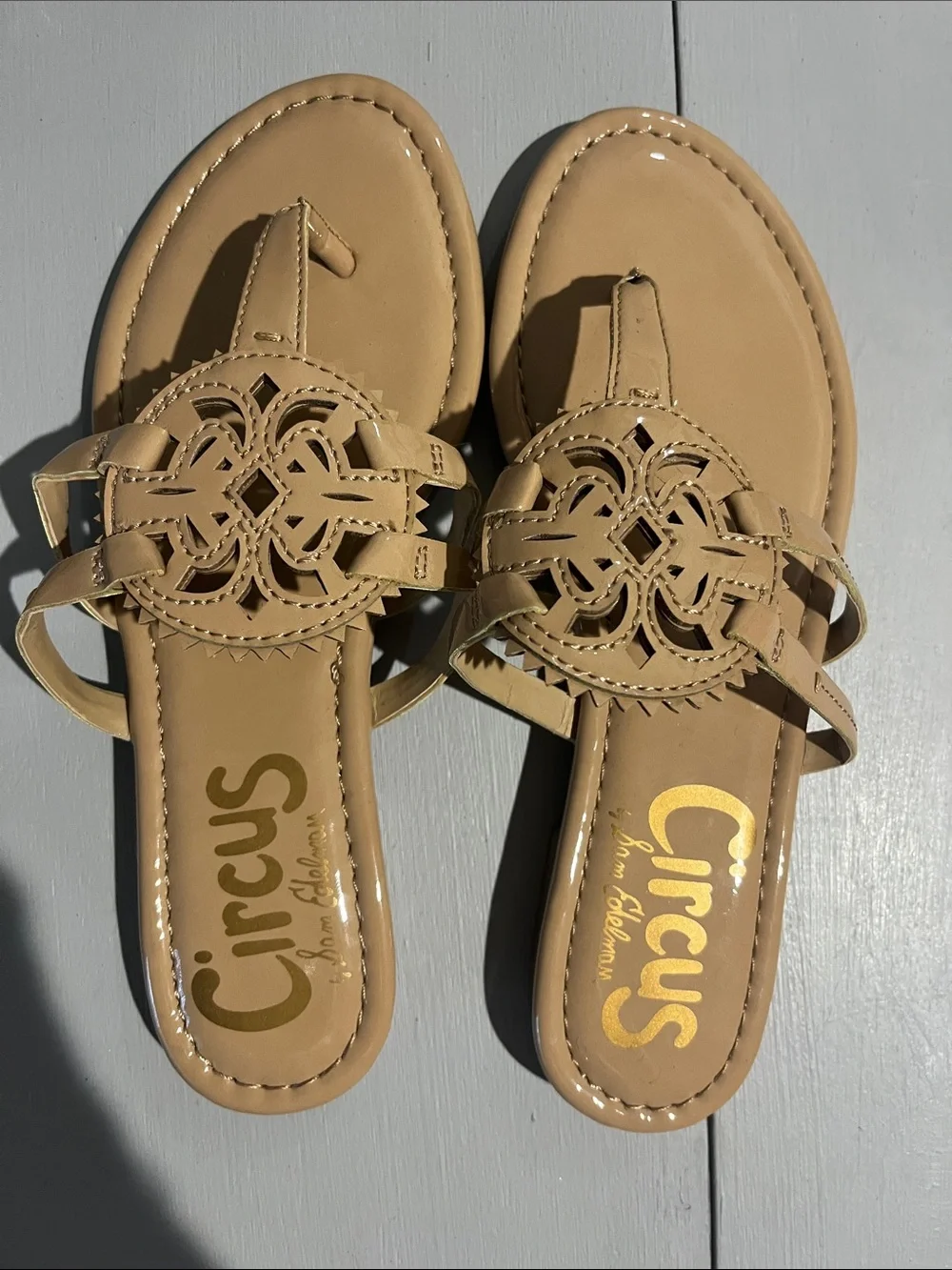 Circus by Sam Edelman Beige Cutout Medallion Thong Sandals - Picture 14 of 14